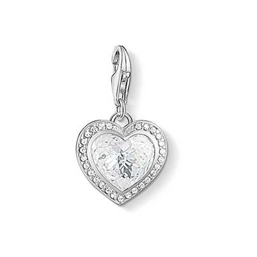 Charm 1362 Crystal Heart charm: silver heart pendant with clear crystal accents.