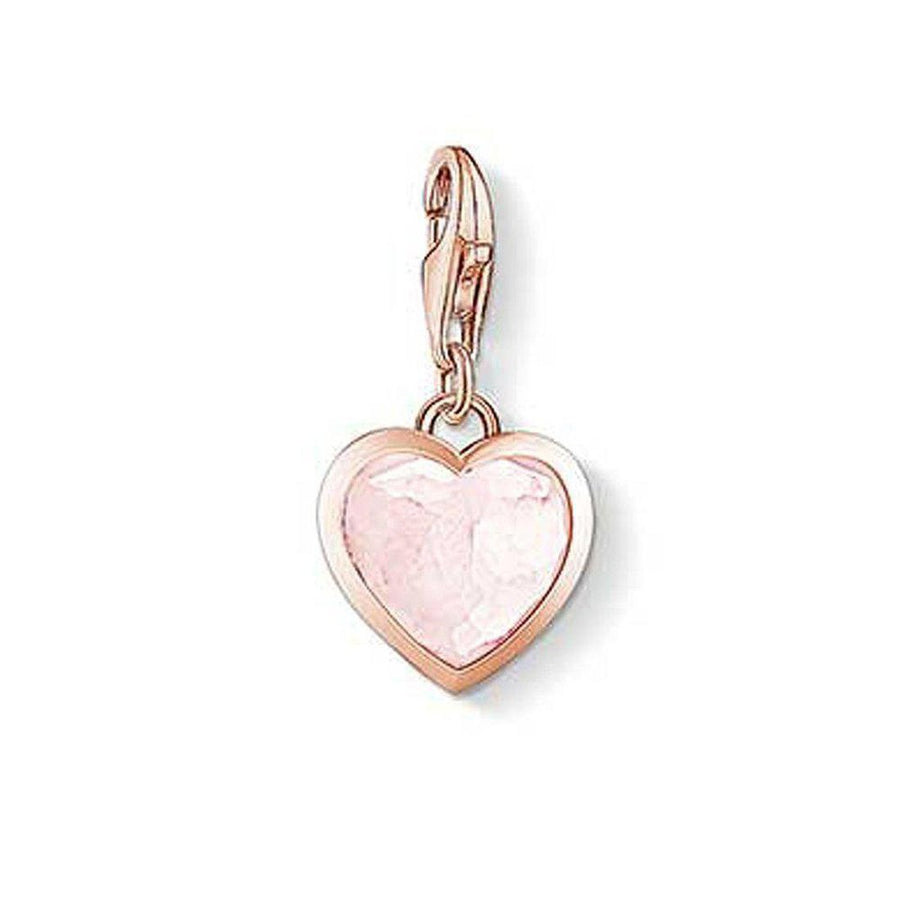 Charm 1363 Pink Heart rose gold charm, featuring a delicate pink crystal heart.