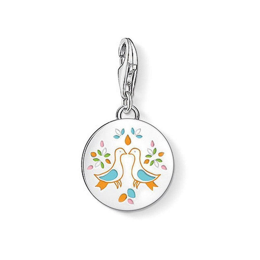 Charm 1434 Mexican Love Doves: Silver charm with colorful enamel doves.