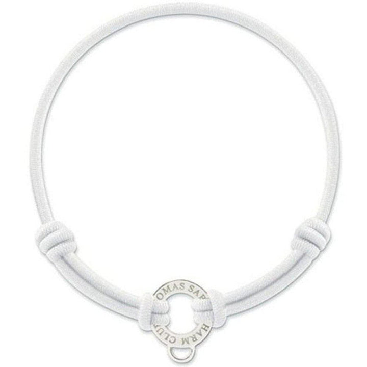 White Charm Bracelet Gummi with engraved charm.