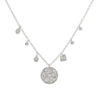 Circle Diamond White Gold Pendant necklace with baguette and round diamonds
