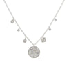 Circle Diamond White Gold Pendant necklace with baguette and round diamonds