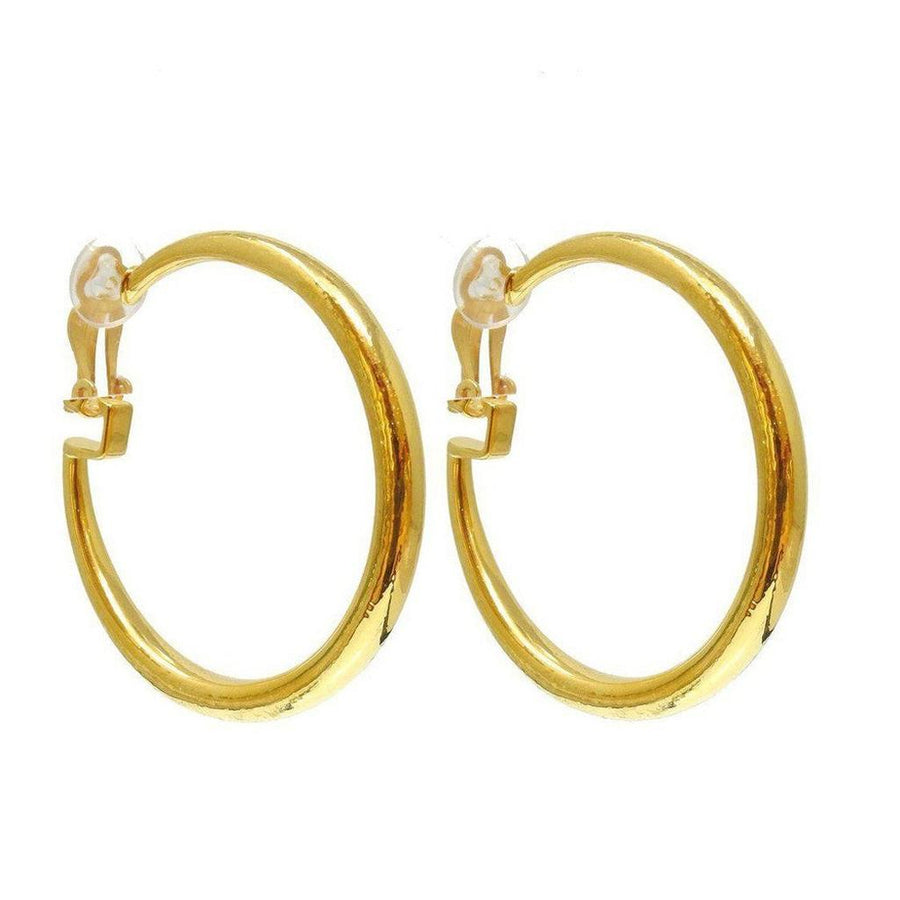 Gold classic round hoop clip-on earrings