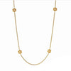 Gold Colette Pearl Station necklace featuring four floral accents with pearls.