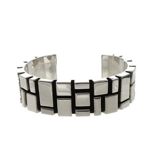 Contemporary Sterling Silver Cuff-Taxco Sterling-Swag Designer Jewelry