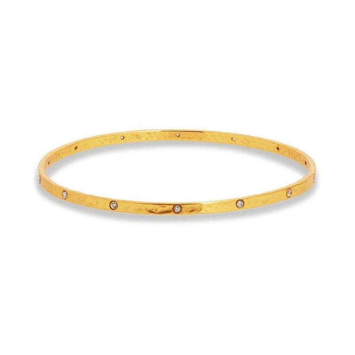 Gold Crescent bangle with sparkling diamonds.