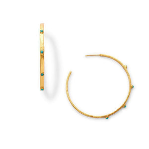 Crescent Stone Hoop Earrings-Julie Vos-Swag Designer Jewelry