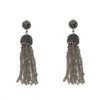 Crystal Labradorite Tassel Earrings with dark gray gemstone accents