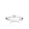 Silver Diamond Heart Band ring with pave heart detail