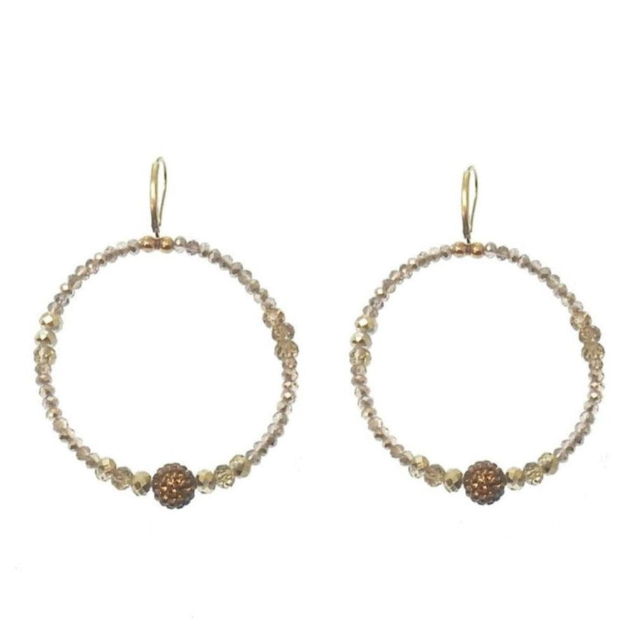 Champagne Daisy Hoop Earrings with bronze accents