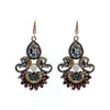 Dangle Earrings with Amber and Brown Crystals-Theia Jewelry-Swag Designer Jewelry