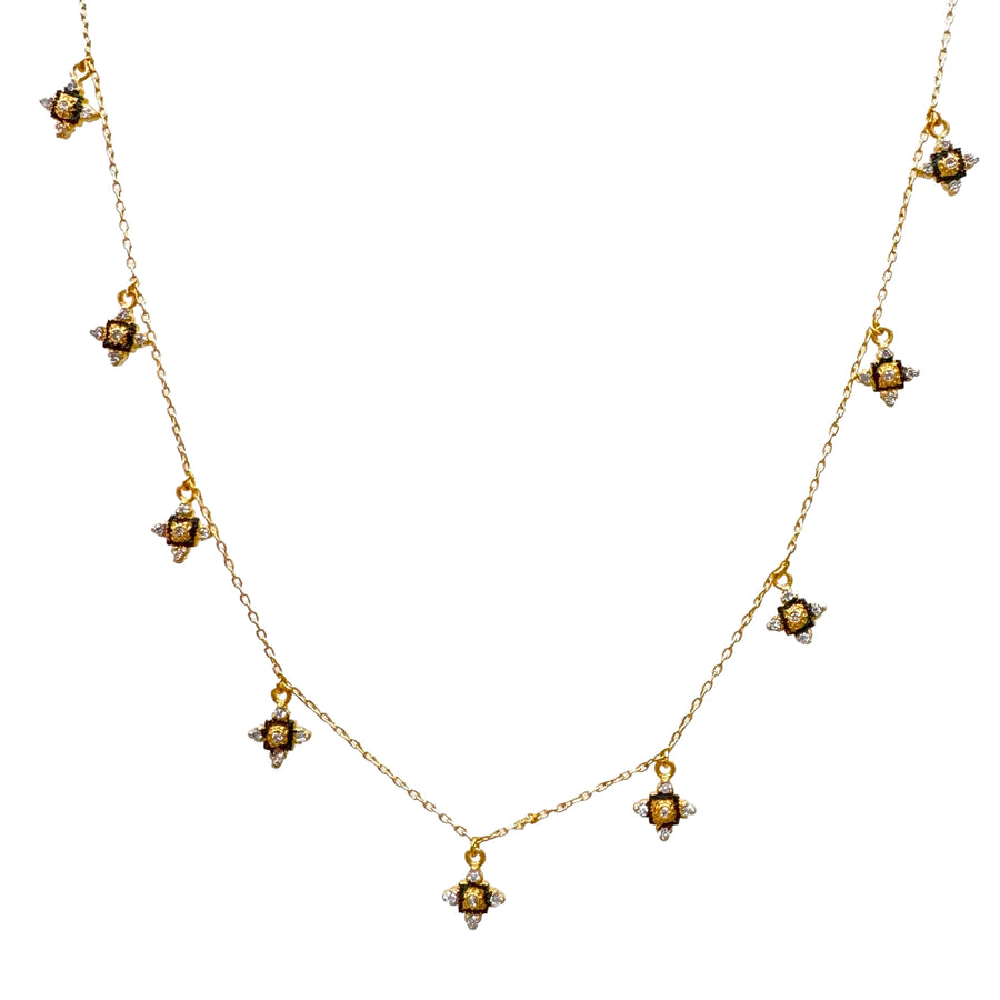 Dangling Flower Station Necklace-Bijou Amani-Swag Designer Jewelry