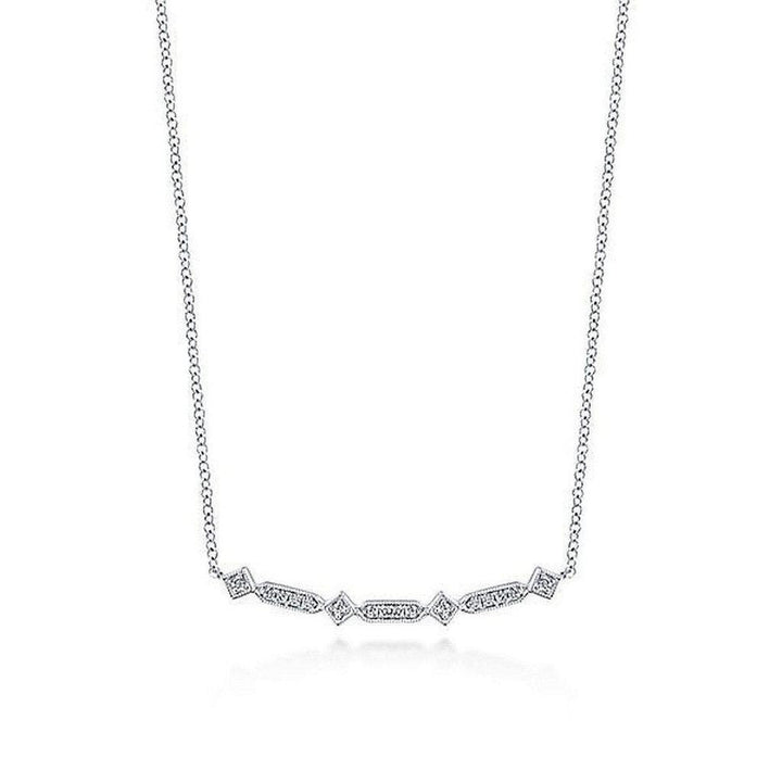 Deco Diamond Bar Necklace: Elegant diamond accents on a delicate chain.