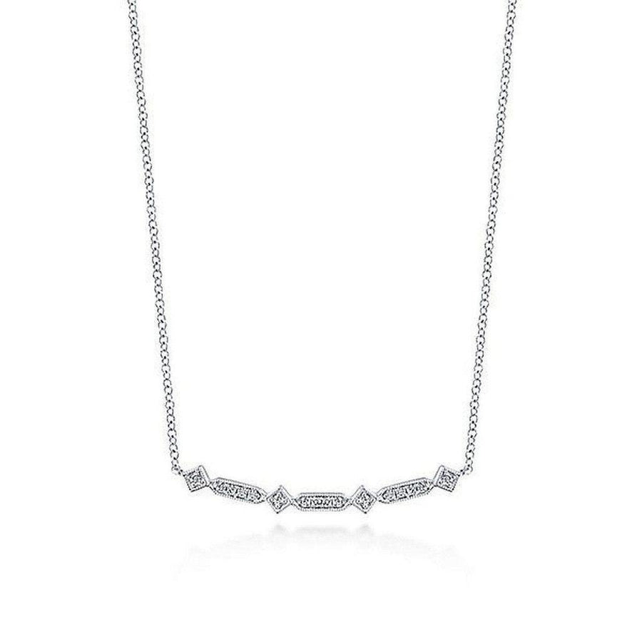 Deco Diamond Bar Necklace: Elegant diamond accents on a delicate chain.