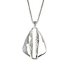 Divided Prism Pendant Framed Silver Necklace: faceted silver pendant with chain, unique design.