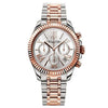 Thermo Sabo Divine Chrono watch; rose gold and silver-tone bracelet, silver dial with Roman numerals.