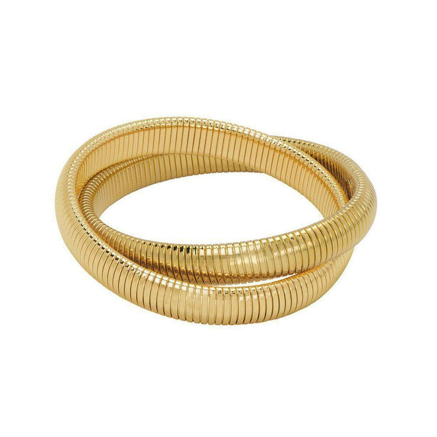 Gold Double Medium Cobra Bracelet: Intertwined design, medium width.