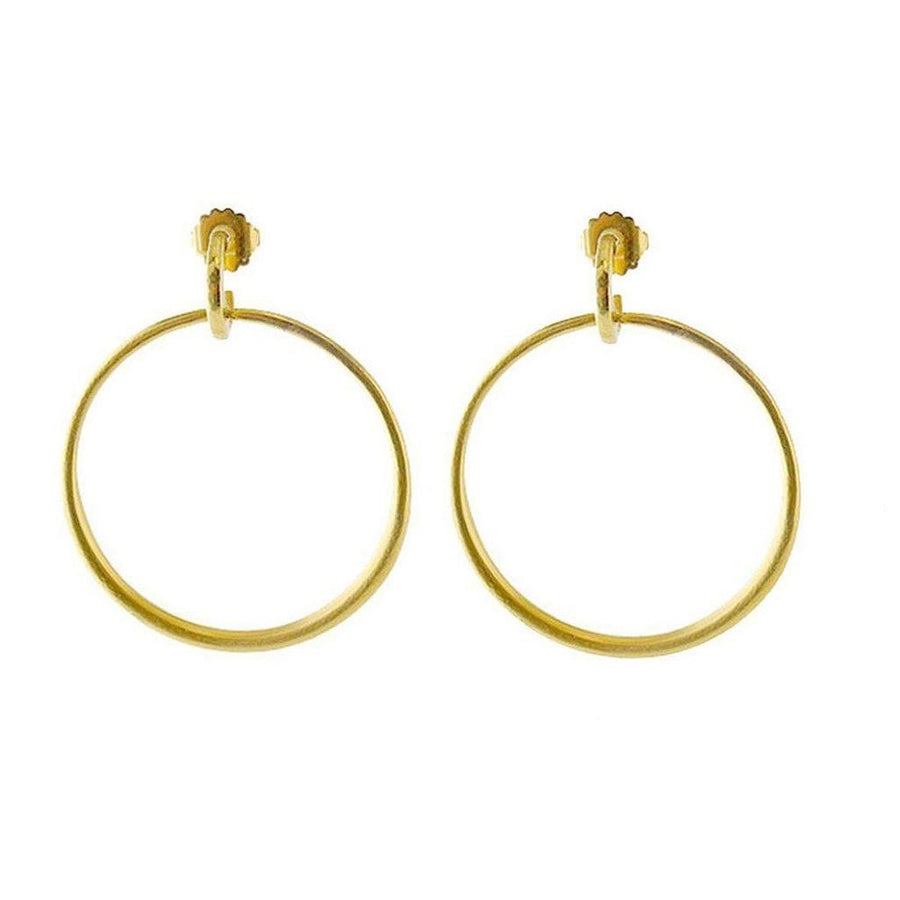 Gold drop hoop earrings