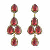 Dutchess Of Fabulous Ruby earrings: statement chandelier style with red gemstone drops and gold accents.