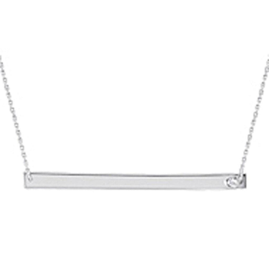 Engravable silver bar necklace with delicate chain, personalized jewelry