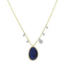 Faceted Blue Sapphire necklace with diamond accents & 14k gold chain.