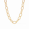 Gold Fleur-de-Lis hammered oval link necklace