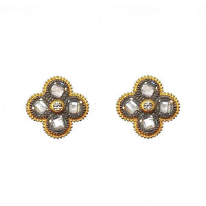 Flower Stud Two Tone Earrings-Bijou Amani-Swag Designer Jewelry