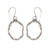 Silver freeform hoop earrings with textured finish
