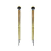 Long gold and silver fringe earrings with black crystal accents.