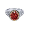 Gabriel & Co. Garnet ring with sterling silver and 14k gold setting