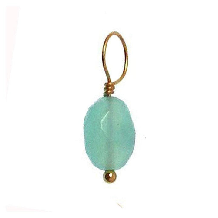 Aqua gemstone pendant, gold wire accent