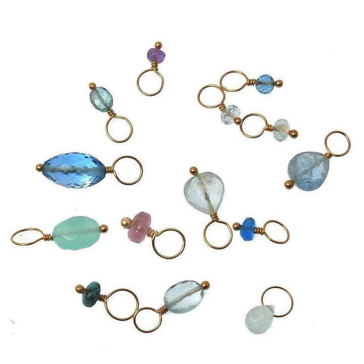 Gemstone Accents Blues:  Assorted blue, green, & pink gemstone charms with gold-filled wire—perfect for jewelry making.
