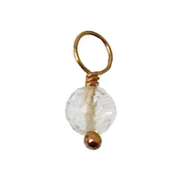 Clear quartz charm with gold wire and bead accents