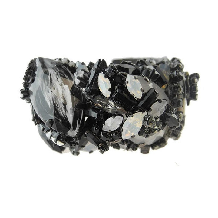 Black and gray crystal bracelet featuring faceted stones.