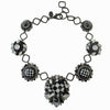 Black & white checkerboard statement necklace with crystal accents