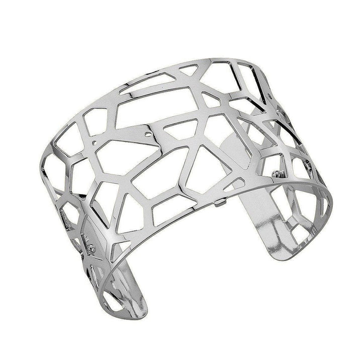 Silver Girafe 40mm cuff bracelet with geometric cut-out design.