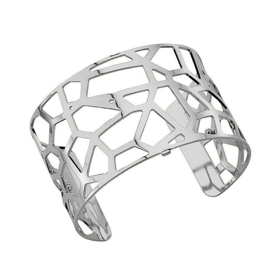 Silver Girafe 40mm cuff bracelet with geometric cut-out design.