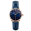 Glam Spirit Blue Rose Thomas Sabo watch with rose gold case and dark blue leather strap.