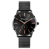 Thomas Sabo Glam Spirit Mesh Black Rosé watch with black dial, rose gold hands, and black mesh band.
