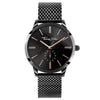 Glam Spirit watch, Thomas Sabo, black dial with rose gold hands, black metal mesh band.