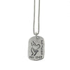 Silver "God Tag Friend" necklace featuring heart & hands design, "Friend" inscription, and Prov 17:17.