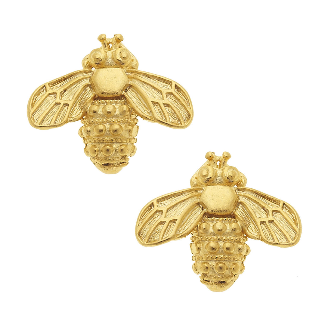 Gold Bee Stud Earrings-Susan Shaw-Swag Designer Jewelry