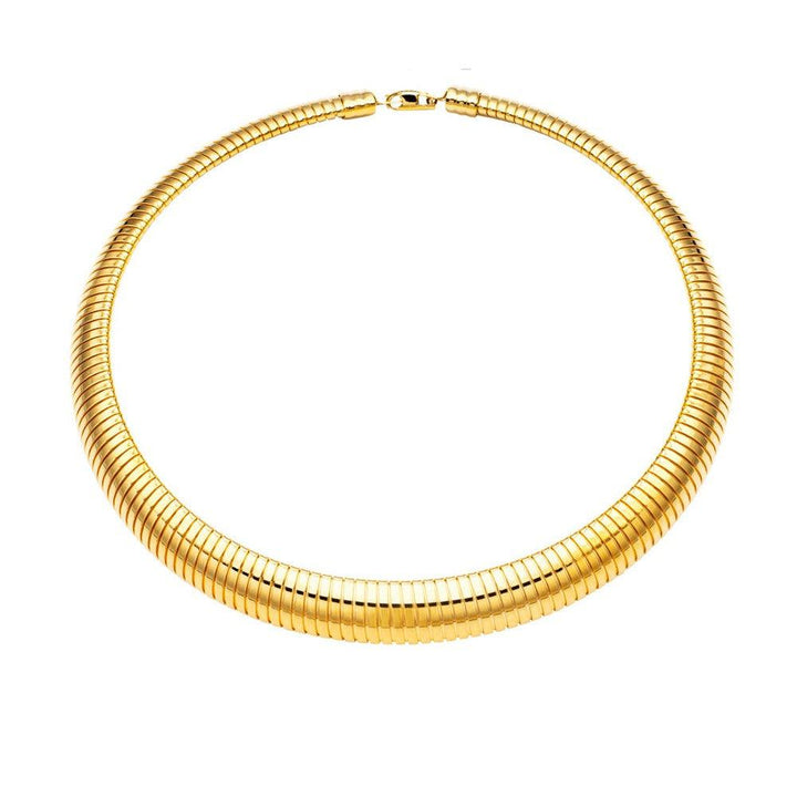 Gold Cobra Necklace:  Stylish gold-toned choker necklace with ribbed design.