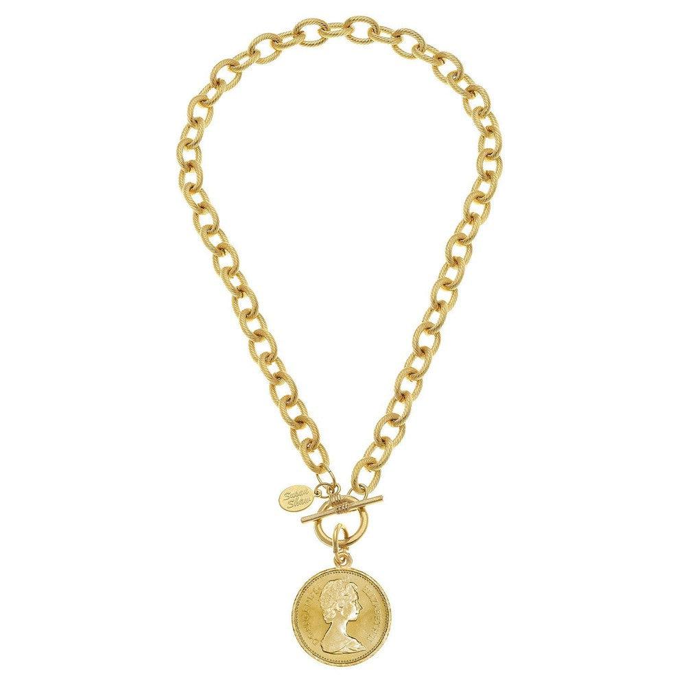 Gold Queen Coin on Chain-Susan Shaw-Swag Designer Jewelry
