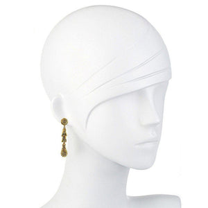 Golden Aurum Baguette Teardrop Clip Earrings-Jose Maria Barrera-Swag Designer Jewelry