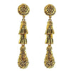 Golden Aurum Baguette Teardrop Clip Earrings: Gold crystal tassel drop earrings for a glamorous look.
