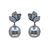Gray Pearl Drop With Pave Crystal Earrings-Theia Jewelry-Swag Designer Jewelry