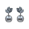Gray Pearl Drop With Pave Crystal Earrings-Theia Jewelry-Swag Designer Jewelry