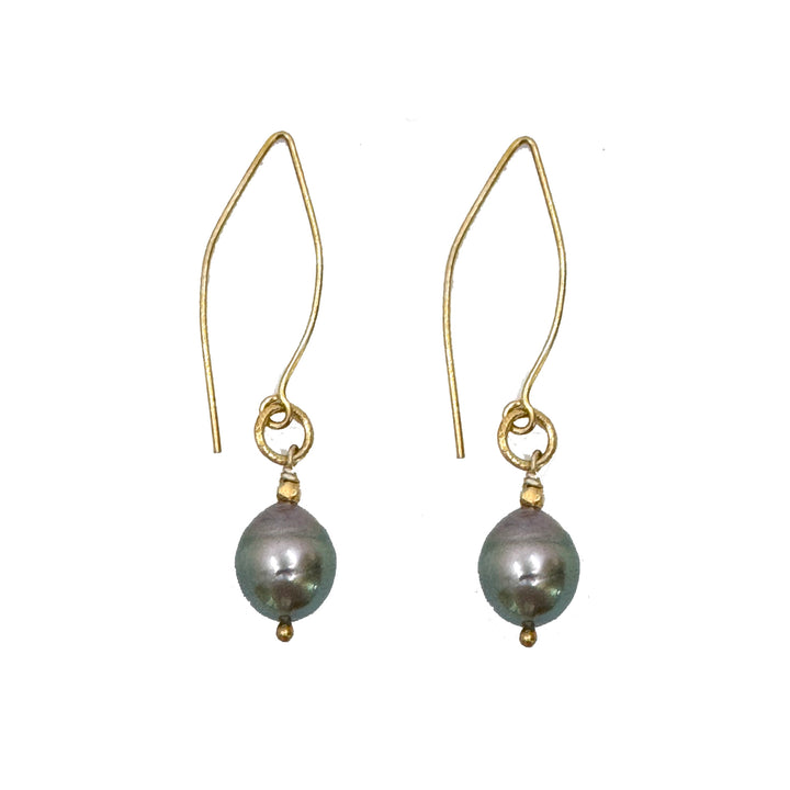 Gray Pearl Earrings on Wire-Robindira Unsworth-Swag Designer Jewelry