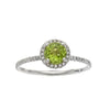 Green Amethyst ring with diamond halo and band.